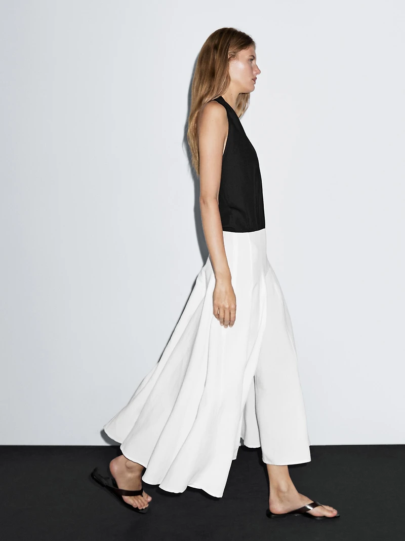Robe longue contrastante