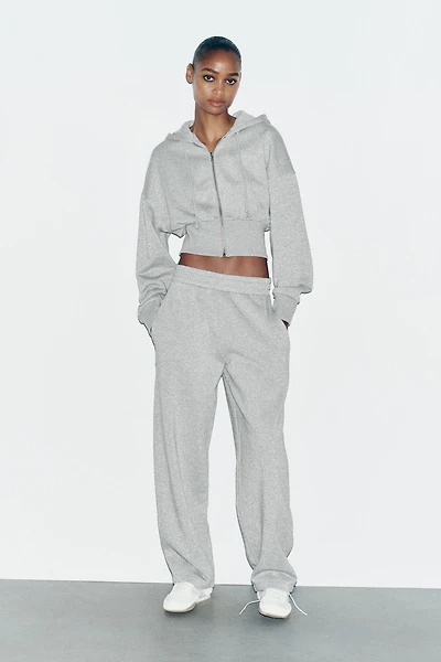 METALLIC THREAD CROP SWEATSHIRT