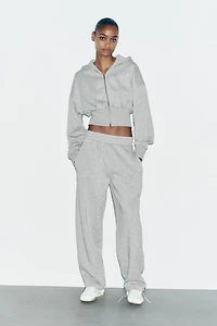 METALLIC THREAD CROP SWEATSHIRT