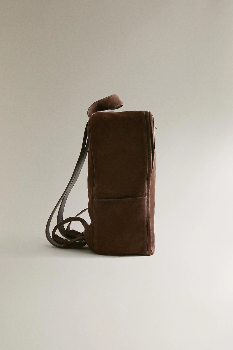 SPLIT SUEDE LEATHER BACKPACK