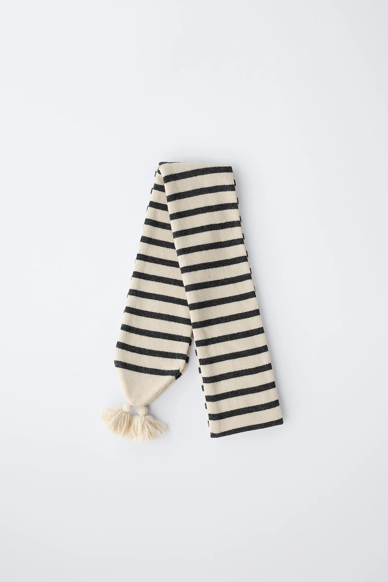 ÉCHARPE EN MAILLE À RAYURES AVEC LAINE
