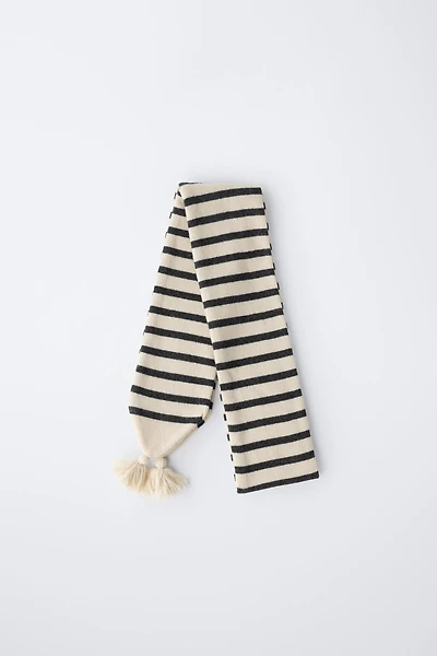 ÉCHARPE EN MAILLE À RAYURES AVEC LAINE