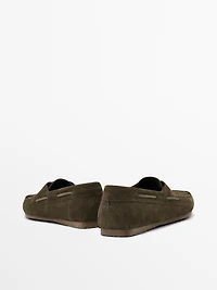 Soft split leather deck shoes