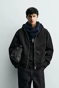 HOODIE RIB ZIP SWEATSHIRT