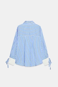 BOW TRIM STRIPED SHIRT