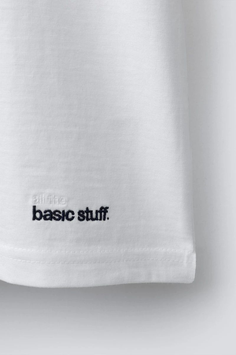 EMBROIDERED TEXT RAGLAN SLEEVE T-SHIRT