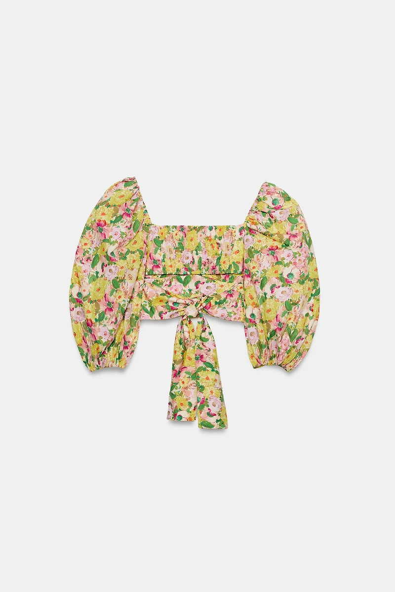 FLORAL PRINT TOP WITH BOW