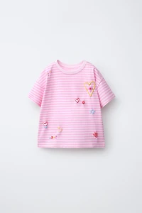 STRIPED T-SHIRT WITH EMBOSSED DETAILS