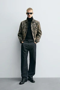 VESTE EN CUIR EFFET FOURRURE IMPRIMÉ