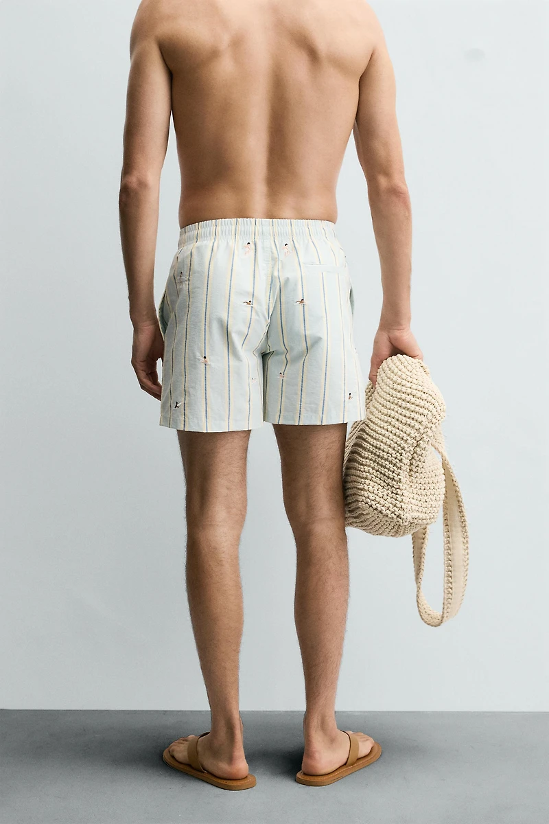 EMBROIDERED MID-LENGTH SWIMSUIT
