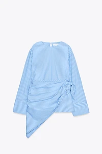ZW COLLECTION STRIPED MULTI-POSITION SCARF SHIRT