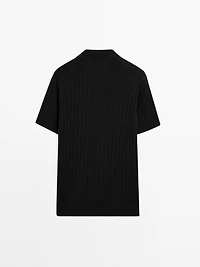 Ribbed knit polo shirt