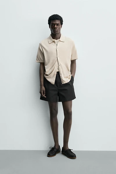 COTTON LINEN BLEND KNIT SHIRT