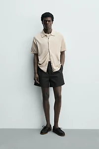COTTON LINEN BLEND KNIT SHIRT