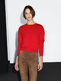 Cardigan laine à col rond