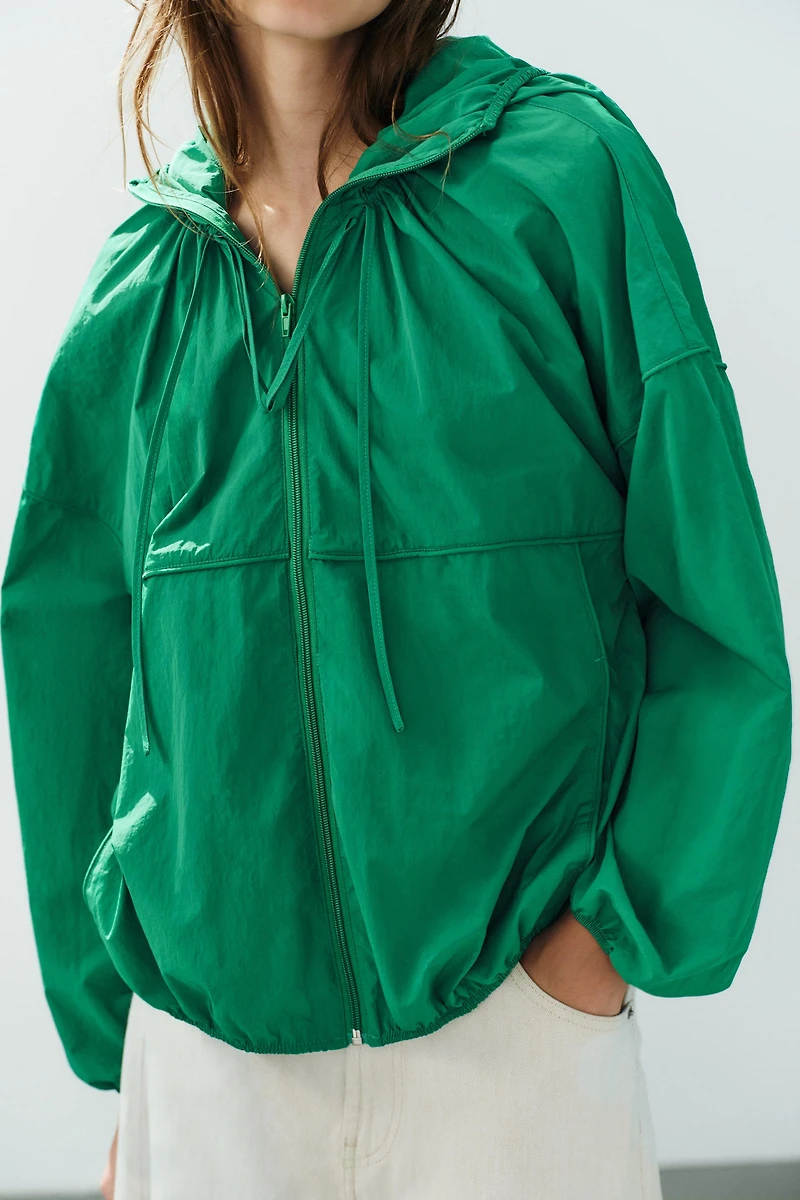 TECHNICAL FABRIC HOODIE JACKET