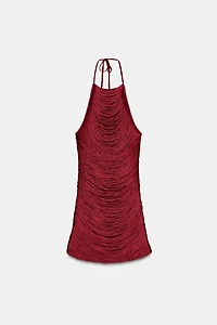 ROBE COURTE HALTER FRANGES