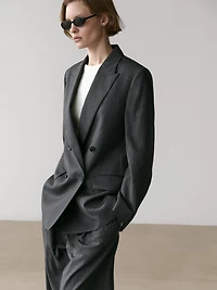 Pinstripe cool wool blend suit blazer