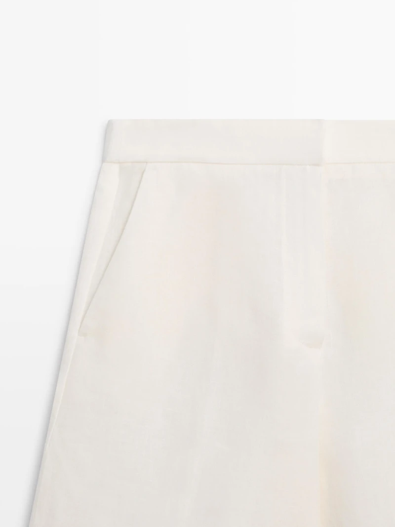 Long linen Bermuda shorts