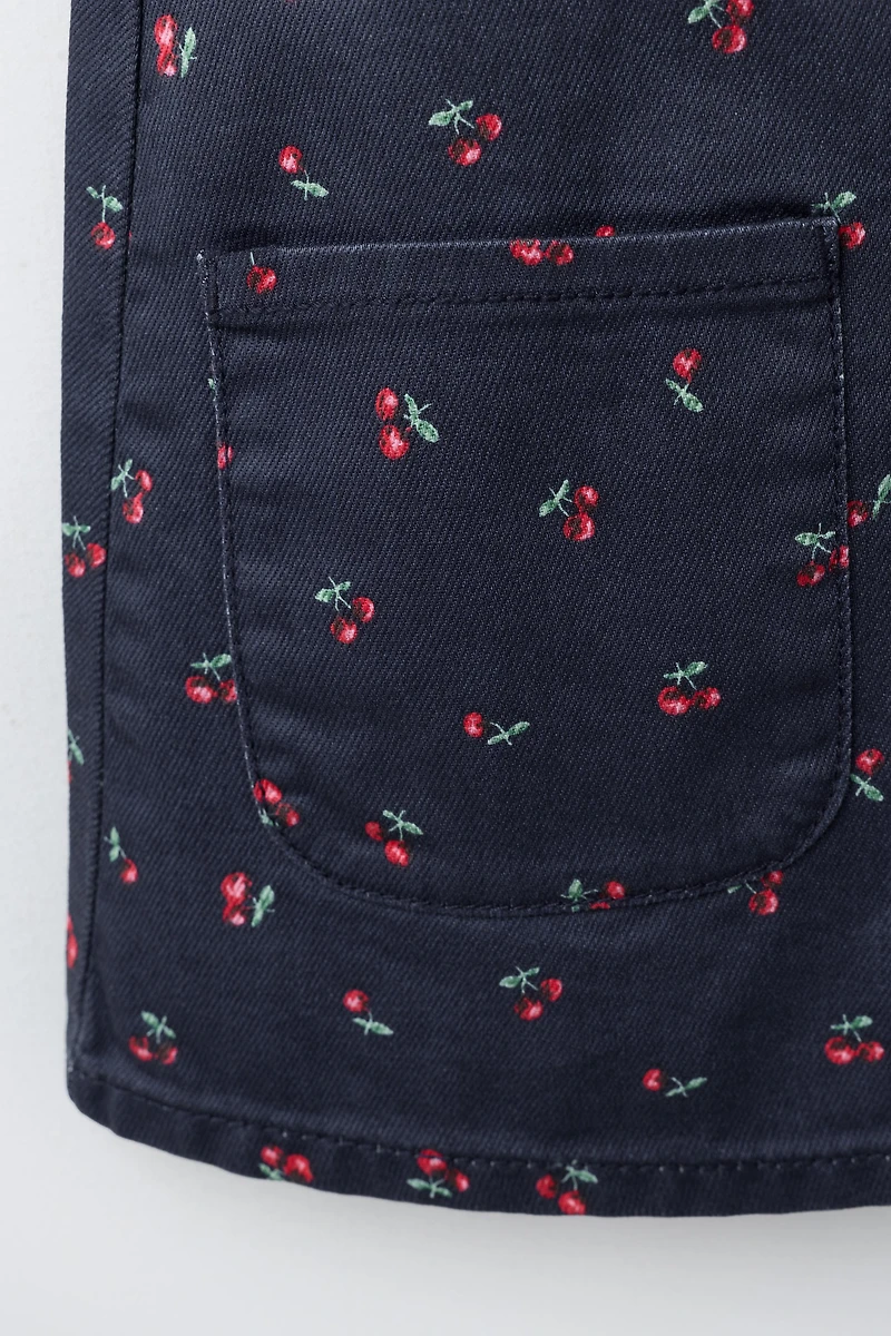 CHERRY TWILL PINAFORE DRESS