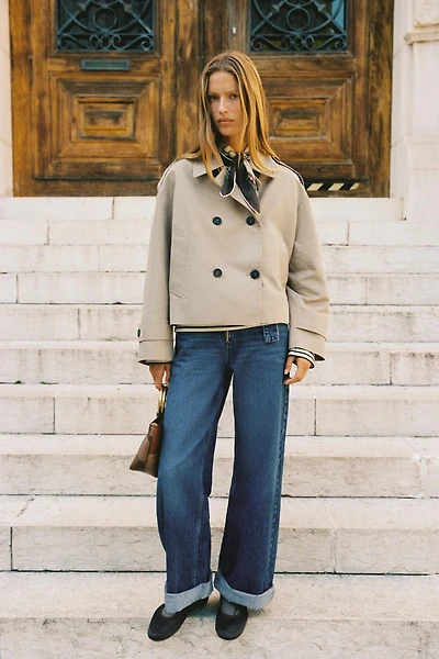 DOUBLE BREASTED SHORT TRENCH COAT