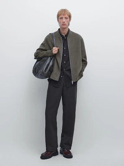 Wool blend bomber jacket