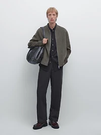 Wool blend bomber jacket