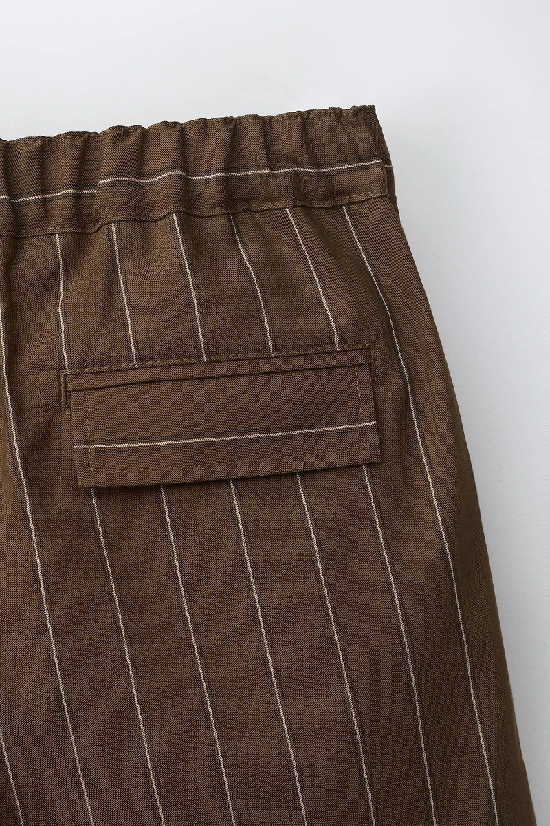 STRIPED COTTON AND LINEN SHORTS