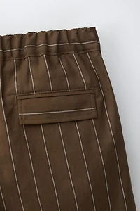 STRIPED COTTON AND LINEN SHORTS