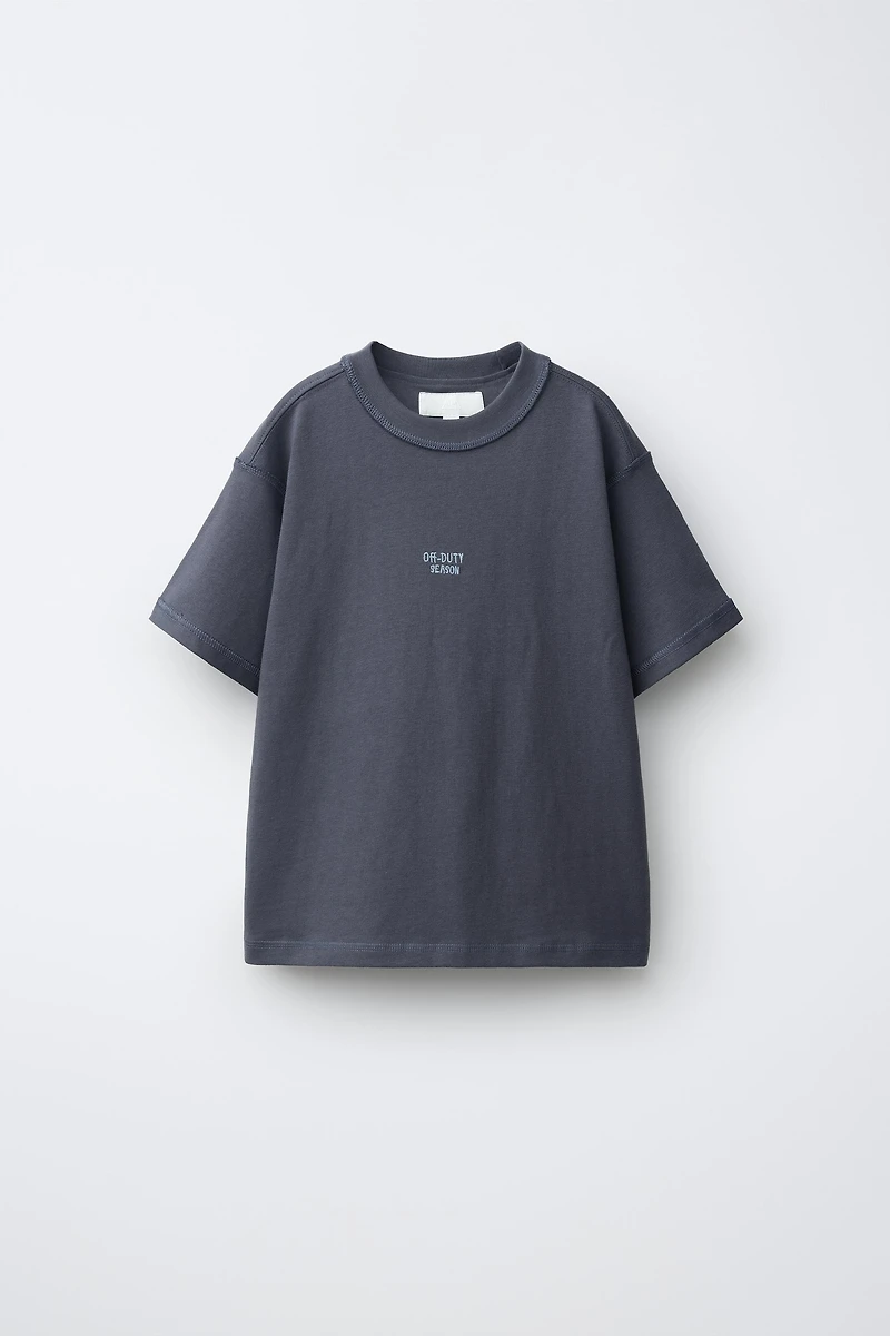 HEAVYWEIGHT EMBROIDERED TEXT T-SHIRT