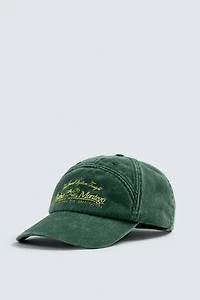 CONTRAST EMBROIDERED WASHED CAP