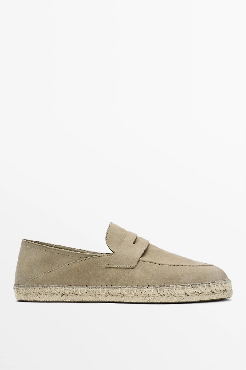 Suede penny strap espadrilles