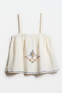 EMBROIDERED COTTON-LINEN TOP