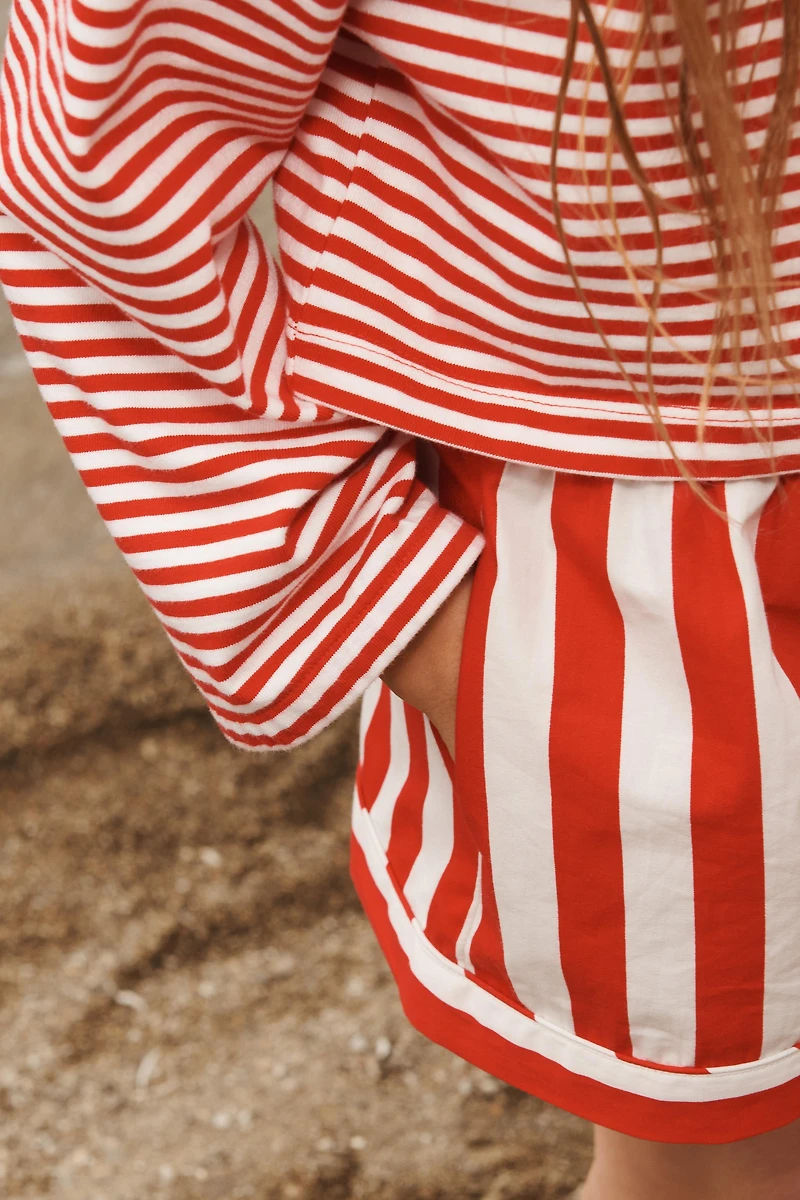 LIMITED EDITION STRIPED CROPPED T-SHIRT WITH POCKET
