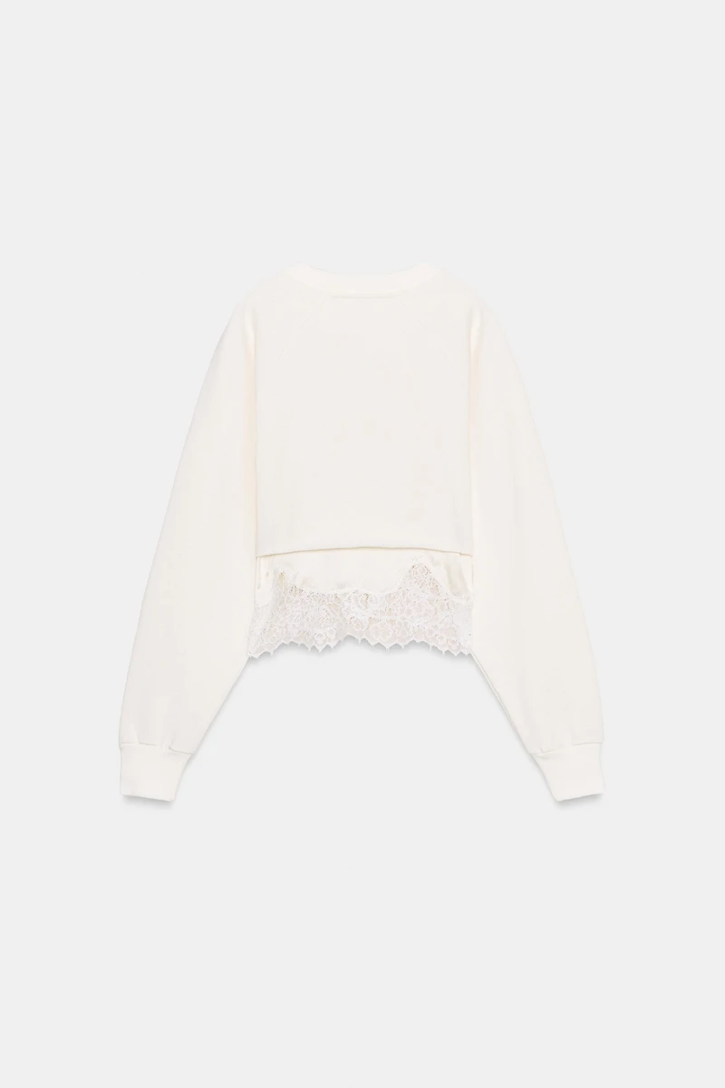 SWEAT CROP DENTELLE BIMATIÈRE