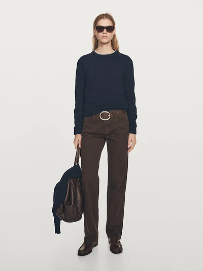 Pull à col rond en maille de laine mélangée