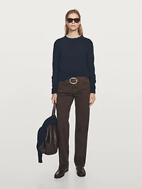 Pull à col rond en maille de laine mélangée