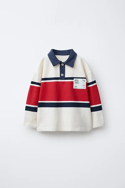 STRIPED LABEL POLO SHIRT