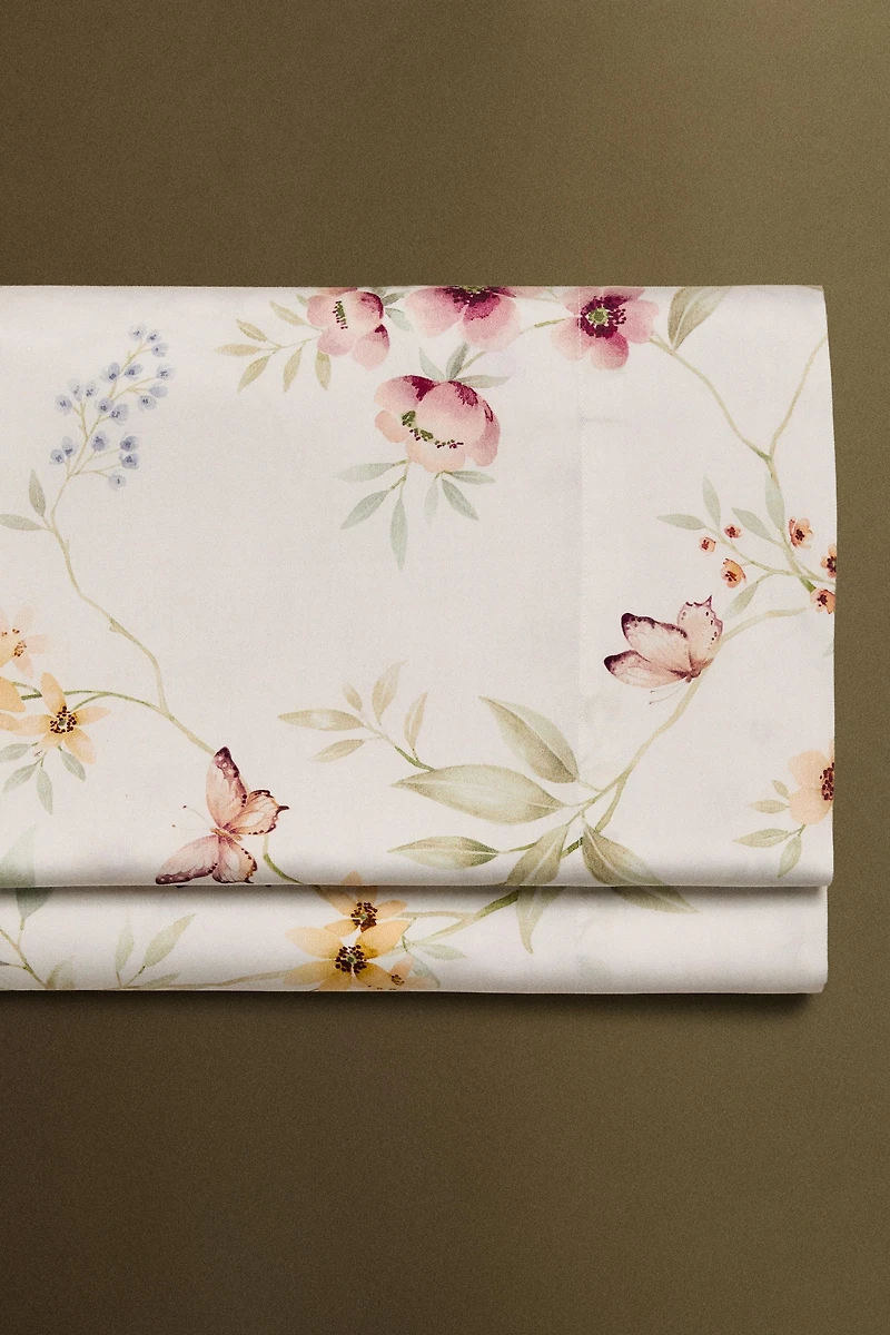 FLORAL PRINT SATEEN FLAT SHEET