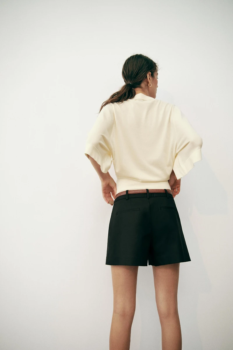 POLO EN MAILLE À MANCHES TROIS-QUARTS