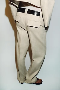 RUSTIC FABRIC STRAIGHT LEG PANTS
