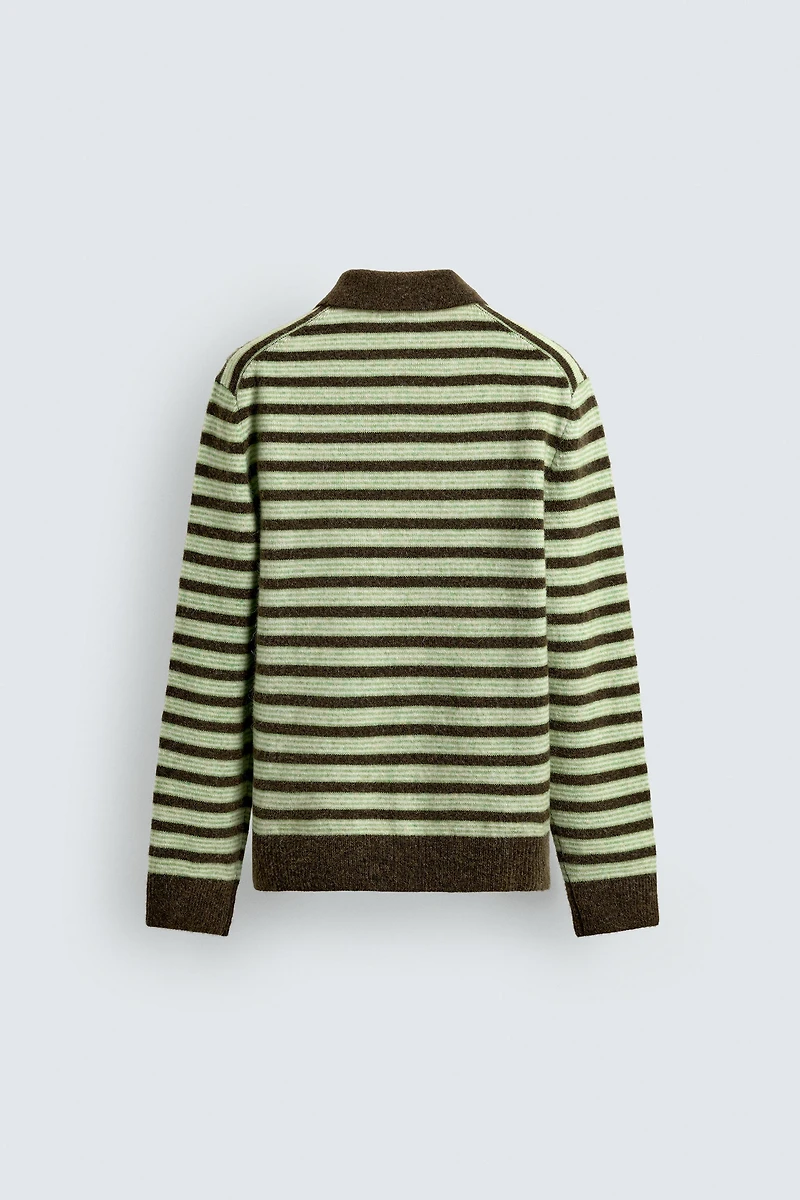 STRIPED KNIT POLO SHIRT
