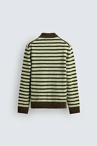 STRIPED KNIT POLO SHIRT
