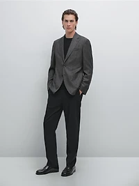 Herringbone wool blend blazer