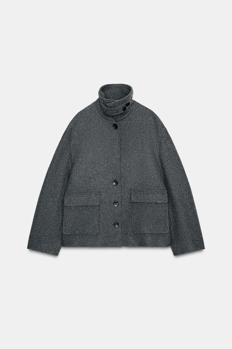 WOOL BLEND COAT WITH HIGH NECK
