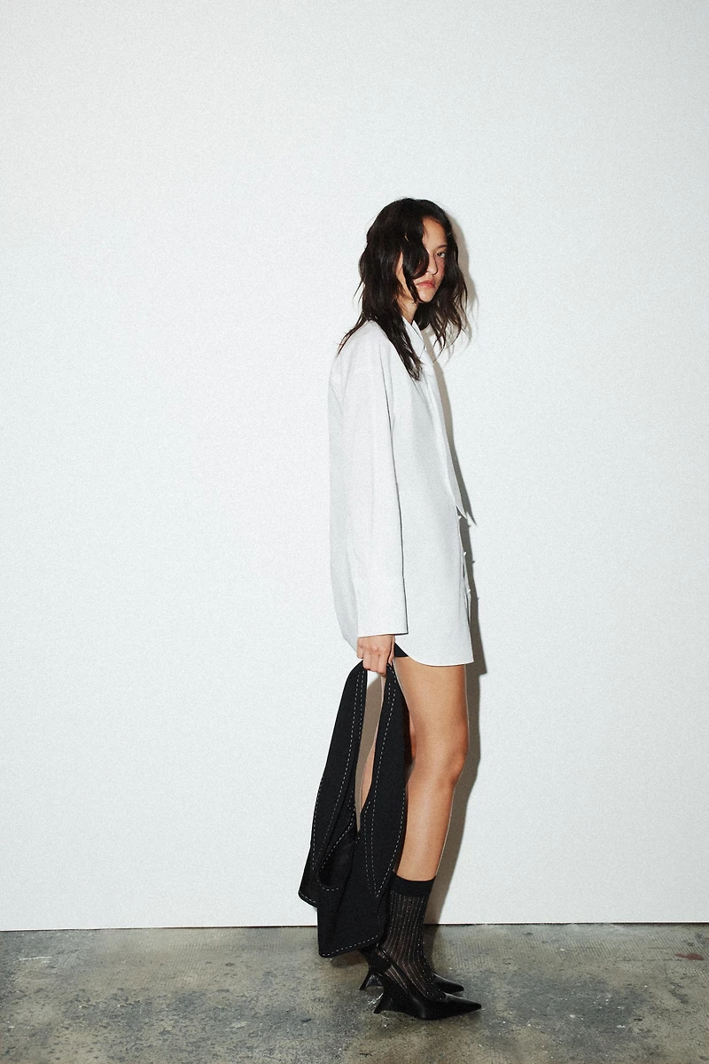 CHEMISE EN POPELINE AVEC CRAVATE