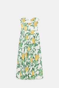 FRUIT PRINT BUSTIER POPLIN DRESS