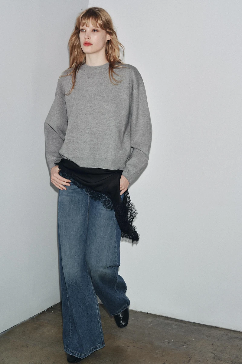 RIB KNIT SWEATSHIRT