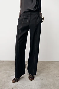 STRAIGHT LEG PANTS WITH CONTRASTING TOPSTITCHING