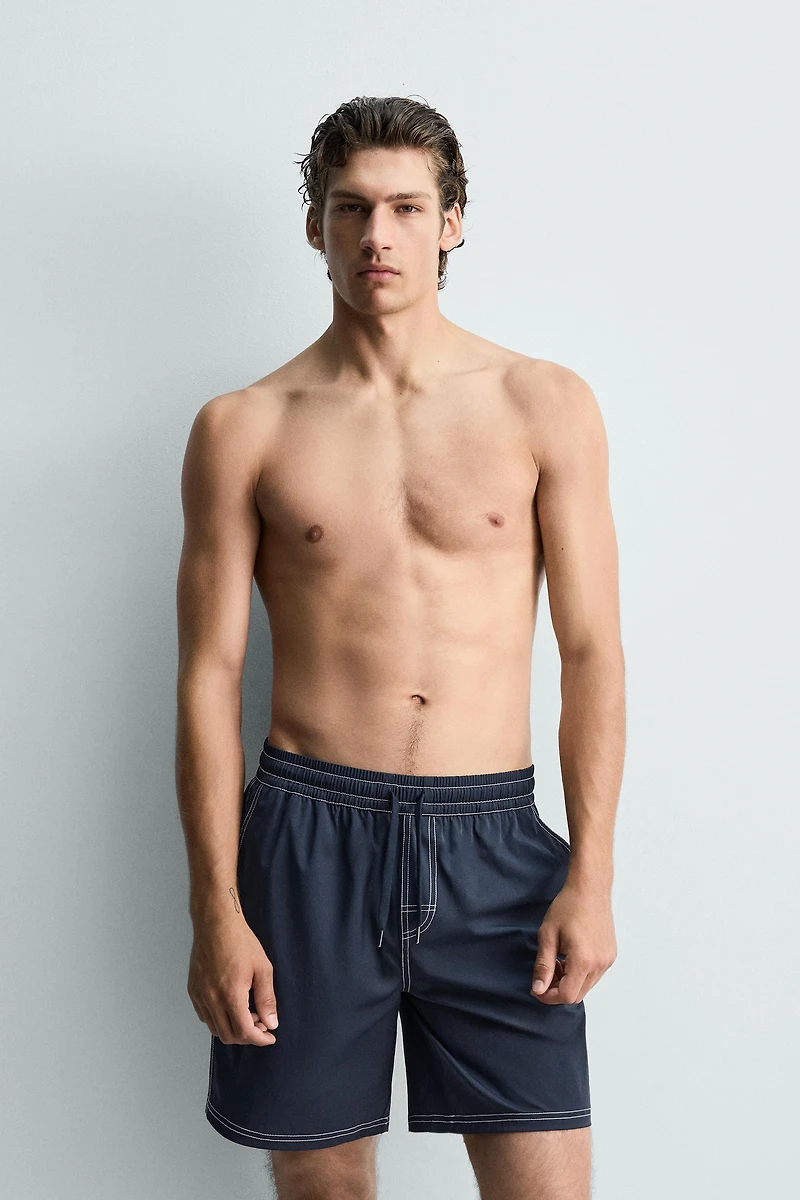 LONG SWIMSUIT WITH CONTRAST STITCHING